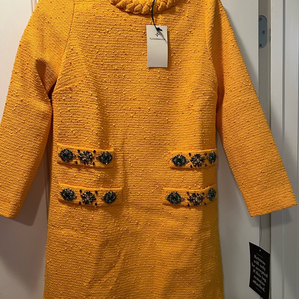 Tuckernuck Jackie Embellished Marigold Dress with embellishments